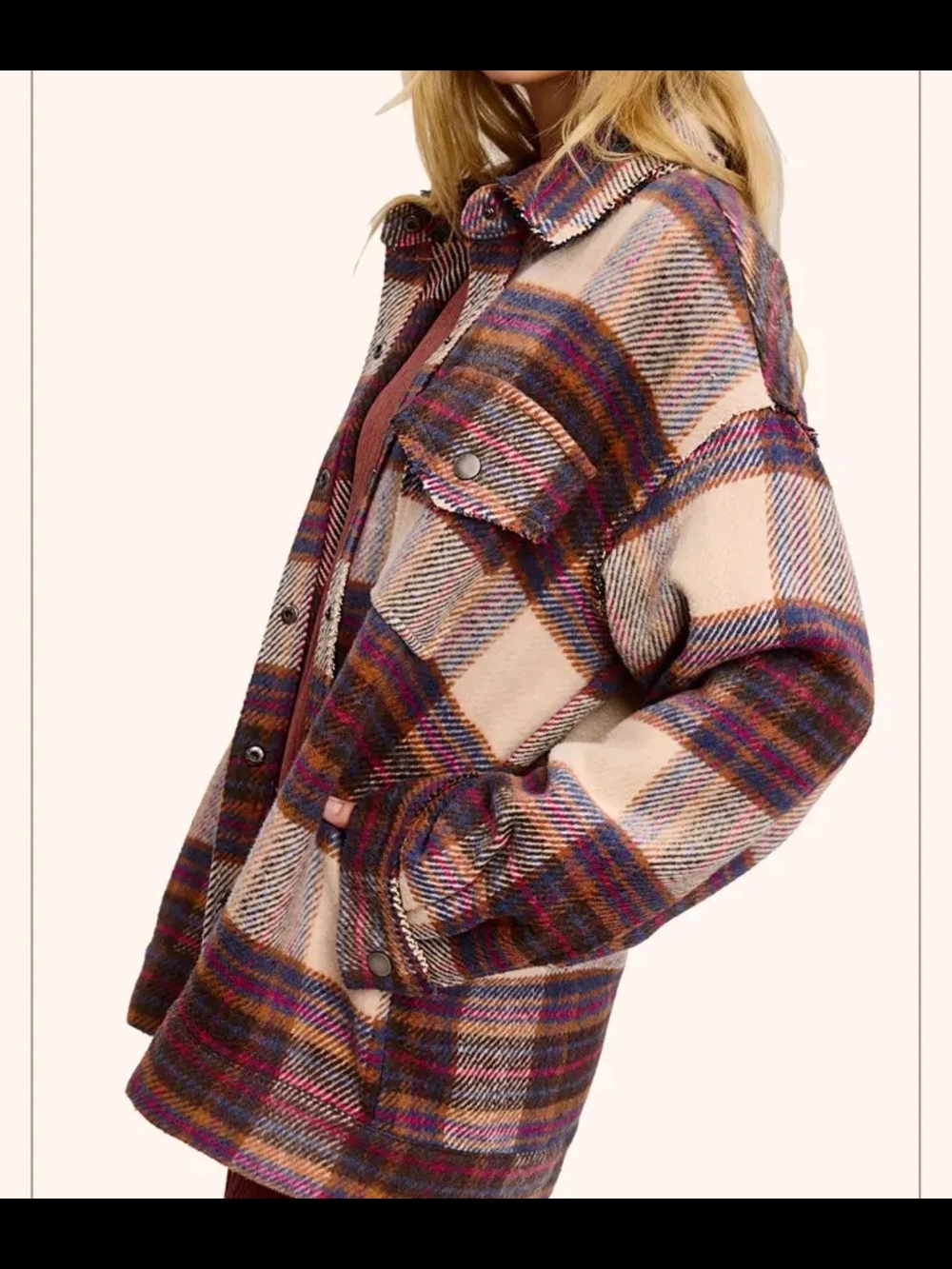 Plaid Utility Shacket in Mustard & Brown - Gigio - Picture 6 of 7